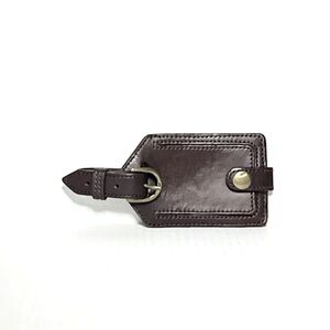 Mission Mercantile Brown Leather Suitcase Tag Holder